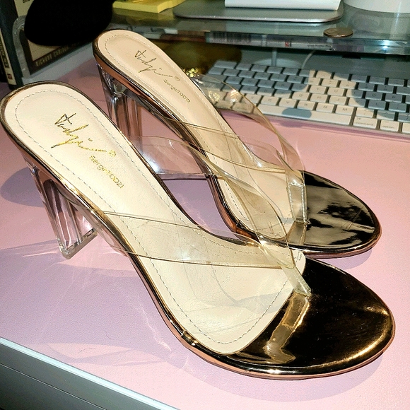 Shoes - Pvc clear high heels flip flop sandals